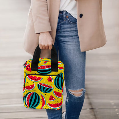 Yellow Watermelon Pieces Pattern Print Bible Tote Bag