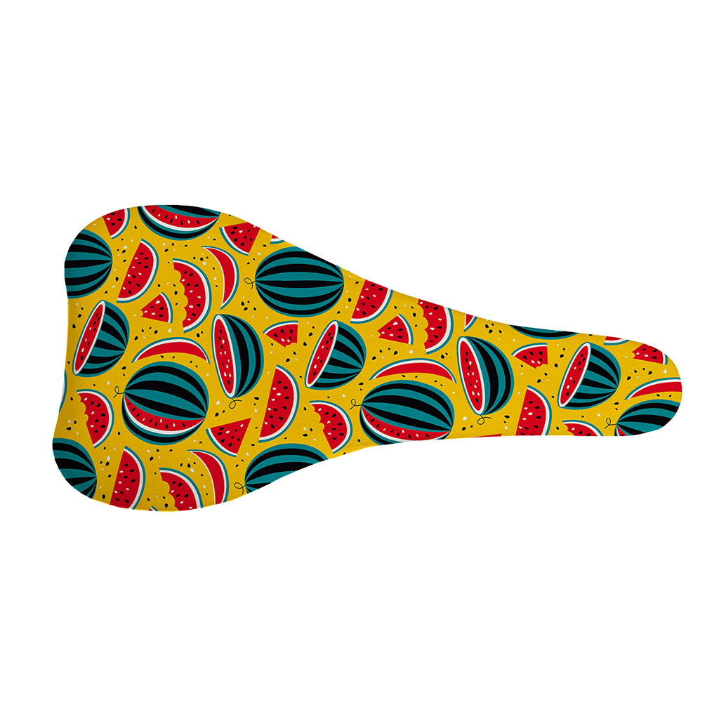 Yellow Watermelon Pieces Pattern Print Bicycle Seat Cover