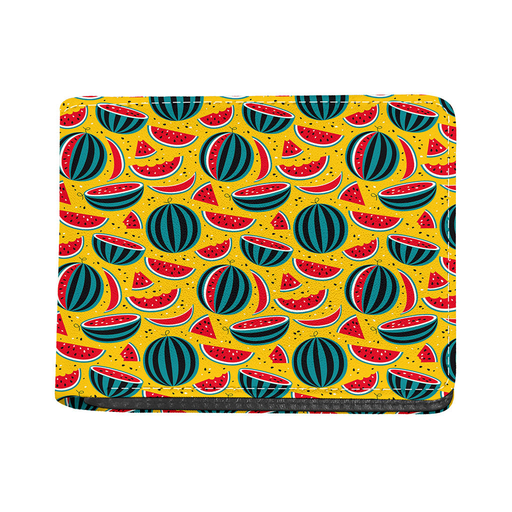 Yellow Watermelon Pieces Pattern Print Bifold Wallet