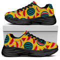 Yellow Watermelon Pieces Pattern Print Black Chunky Shoes