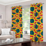 Yellow Watermelon Pieces Pattern Print Blackout Grommet Curtains