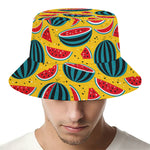 Yellow Watermelon Pieces Pattern Print Bucket Hat