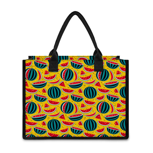 Yellow Watermelon Pieces Pattern Print Canvas Tote Bag
