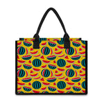 Yellow Watermelon Pieces Pattern Print Canvas Tote Bag