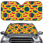 Yellow Watermelon Pieces Pattern Print Car Windshield Sun Shade