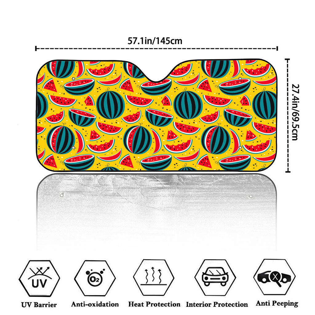 Yellow Watermelon Pieces Pattern Print Car Windshield Sun Shade