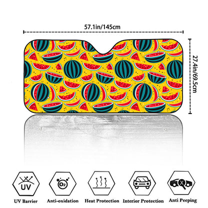Yellow Watermelon Pieces Pattern Print Car Windshield Sun Shade