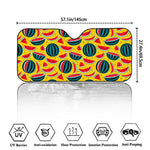 Yellow Watermelon Pieces Pattern Print Car Windshield Sun Shade