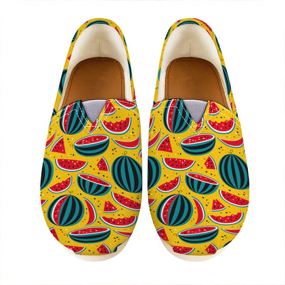 Yellow Watermelon Pieces Pattern Print Casual Shoes