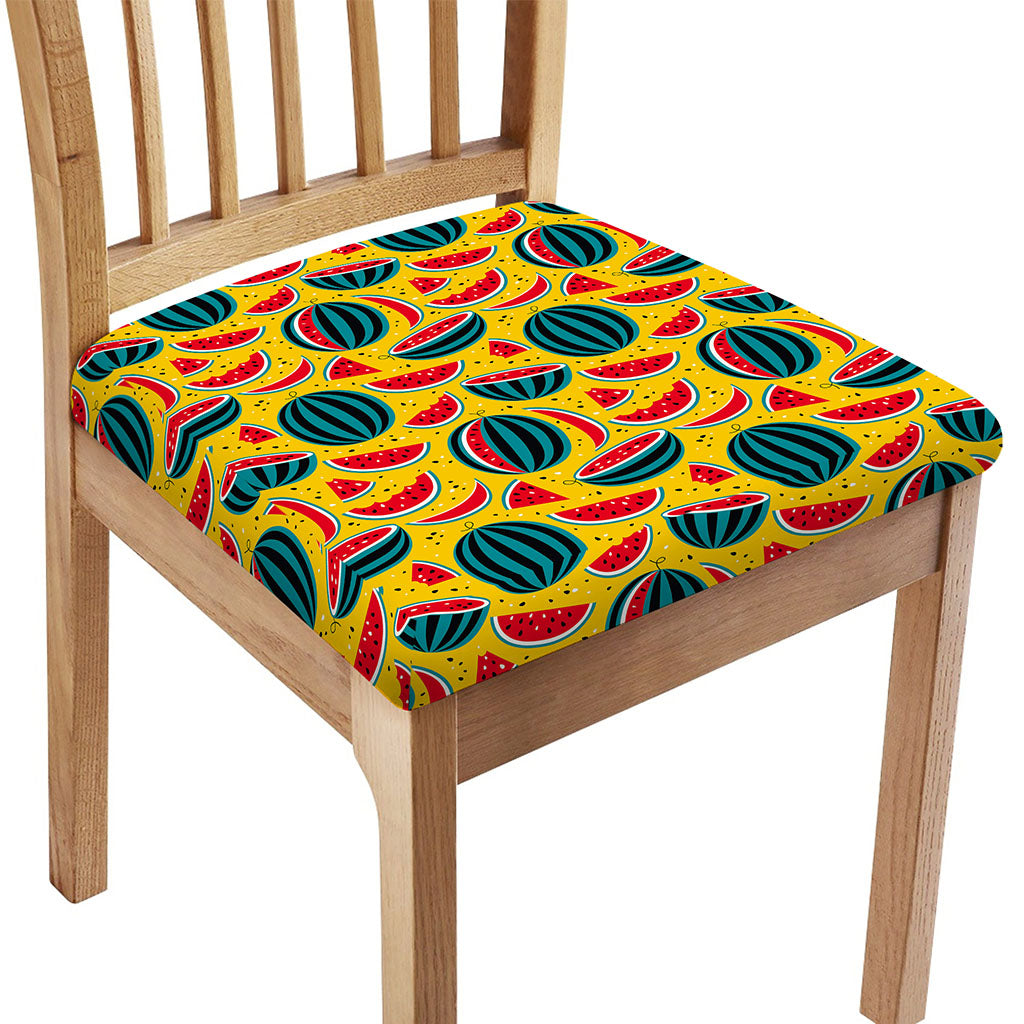 Yellow Watermelon Pieces Pattern Print Chair Cushion Cover