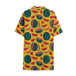 Yellow Watermelon Pieces Pattern Print Cotton Hawaiian Shirt