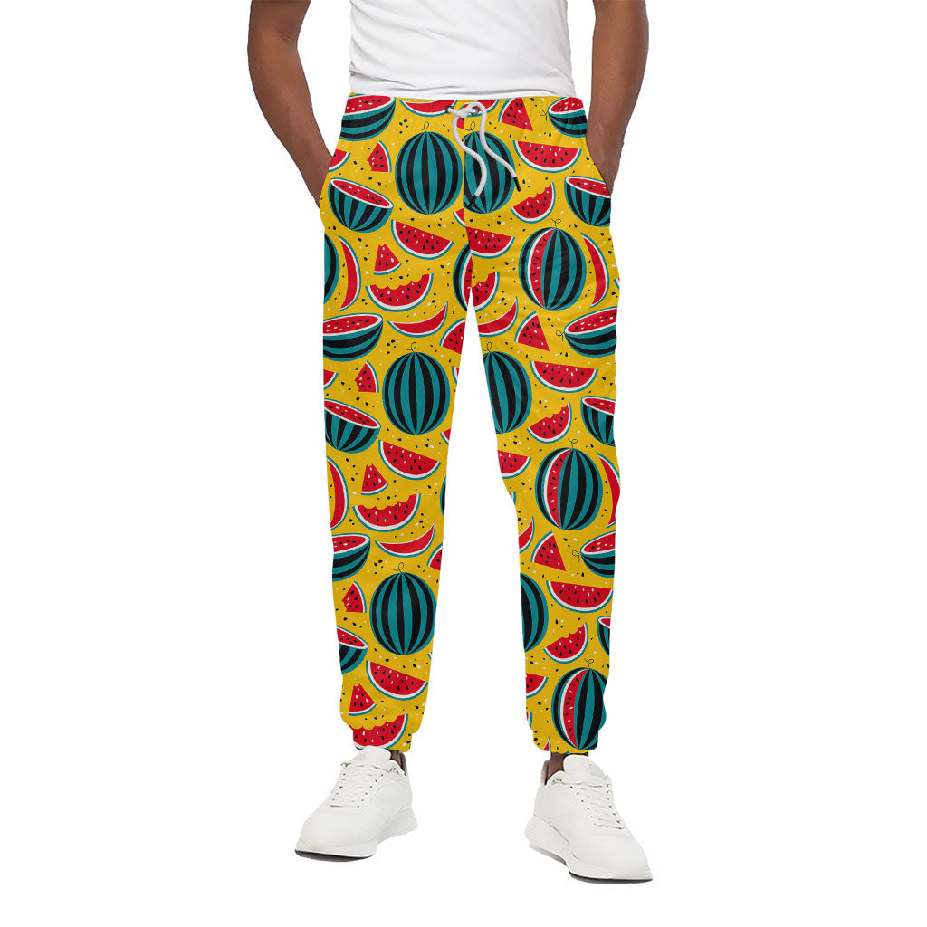 Yellow Watermelon Pieces Pattern Print Cotton Pants
