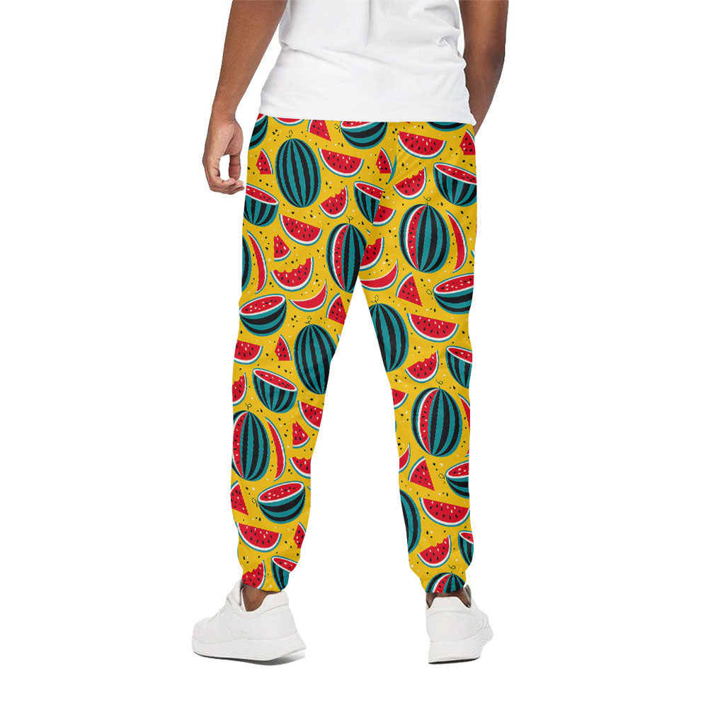 Yellow Watermelon Pieces Pattern Print Cotton Pants