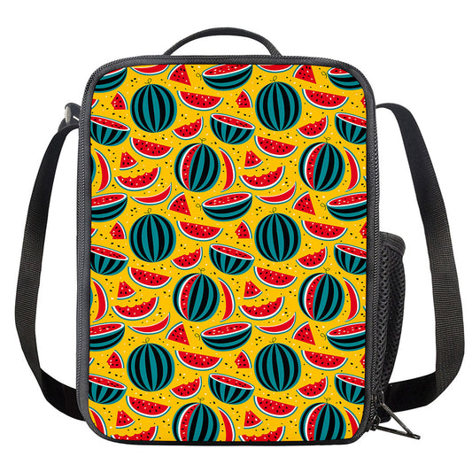 Yellow Watermelon Pieces Pattern Print Crossbody Lunch Bag