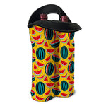 Yellow Watermelon Pieces Pattern Print Double Neoprene Wine Tote