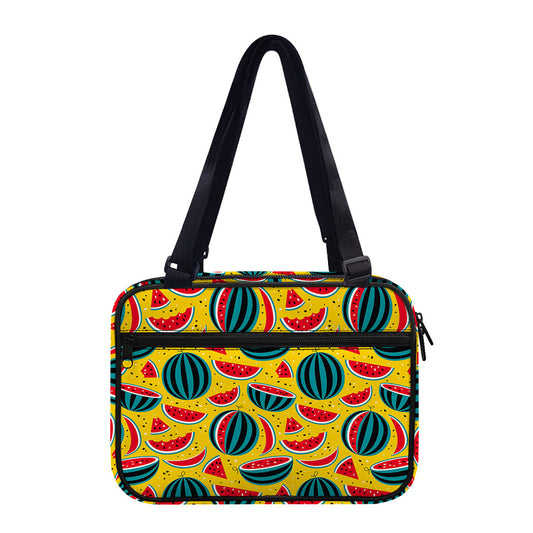 Yellow Watermelon Pieces Pattern Print Double Strap Bible Bag