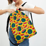 Yellow Watermelon Pieces Pattern Print Drawstring Backpack
