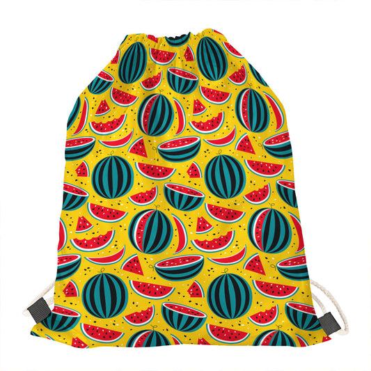 Yellow Watermelon Pieces Pattern Print Drawstring Bag