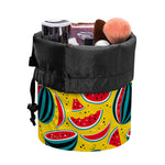 Yellow Watermelon Pieces Pattern Print Drawstring Makeup Bag