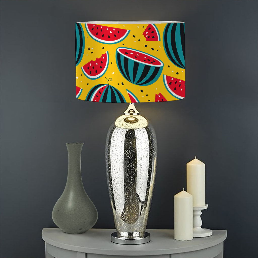 Yellow Watermelon Pieces Pattern Print Drum Lamp Shade