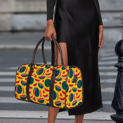 Yellow Watermelon Pieces Pattern Print Duffle Bag