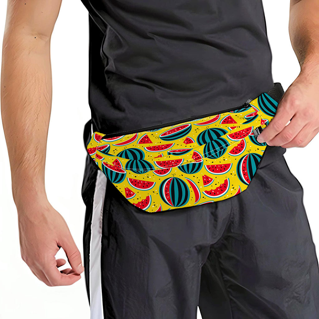 Yellow Watermelon Pieces Pattern Print Fanny Pack