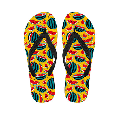 Yellow Watermelon Pieces Pattern Print Flip Flops