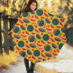 Yellow Watermelon Pieces Pattern Print Foldable Umbrella