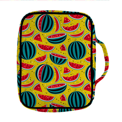 Yellow Watermelon Pieces Pattern Print Front Pocket Bible Bag