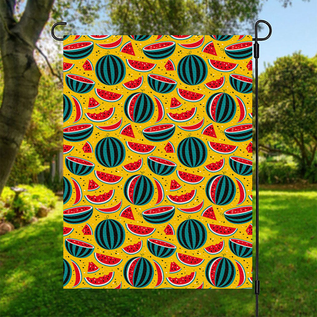 Yellow Watermelon Pieces Pattern Print Garden Flag