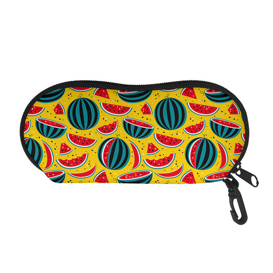 Yellow Watermelon Pieces Pattern Print Glasses Case
