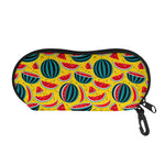 Yellow Watermelon Pieces Pattern Print Glasses Case