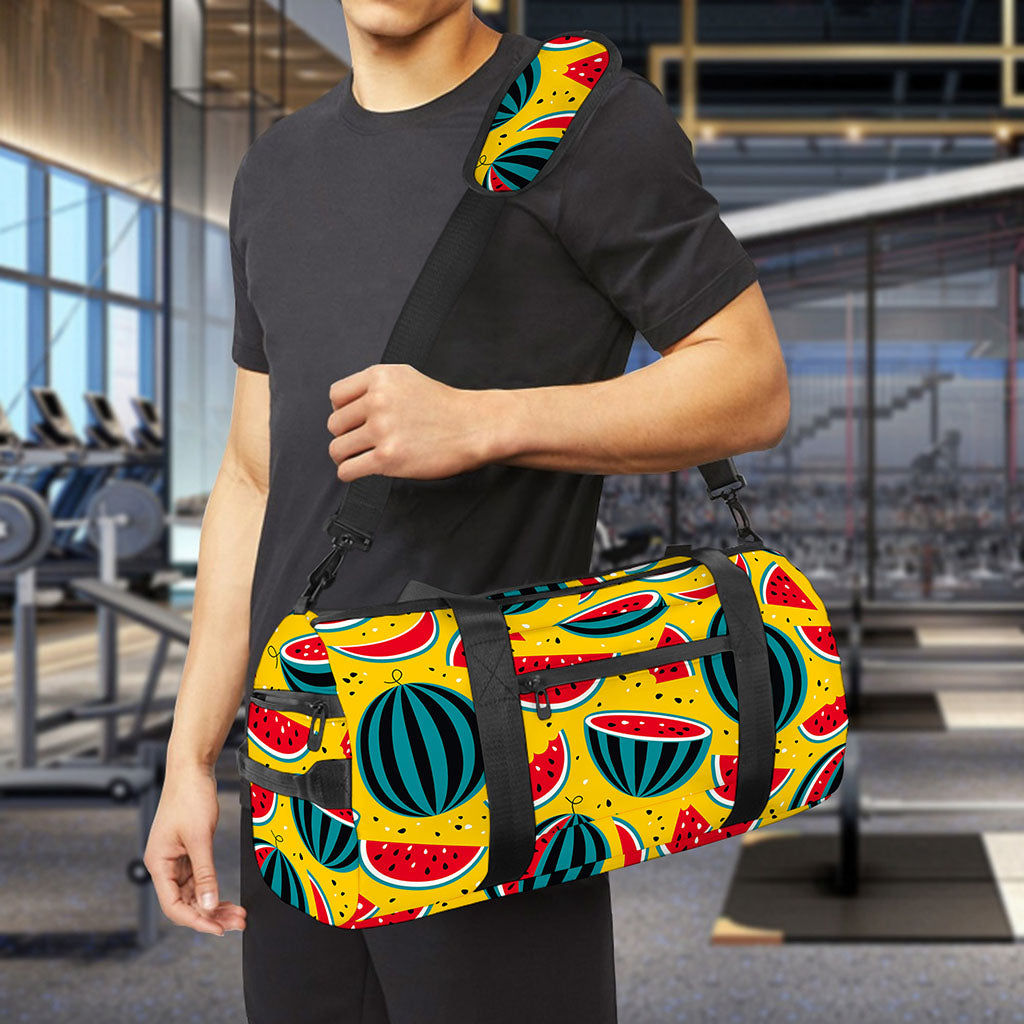 Yellow Watermelon Pieces Pattern Print Gym Bag