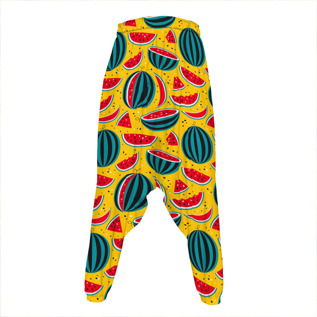 Yellow Watermelon Pieces Pattern Print Hammer Pants