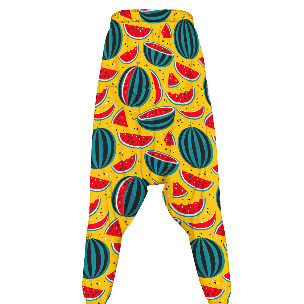 Yellow Watermelon Pieces Pattern Print Hammer Pants