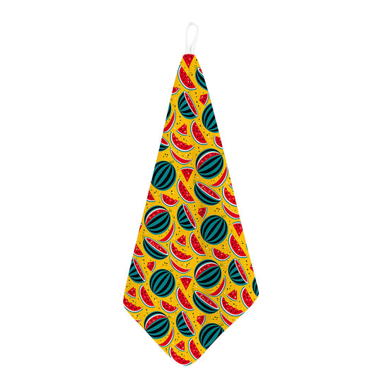 Yellow Watermelon Pieces Pattern Print Hand Towel