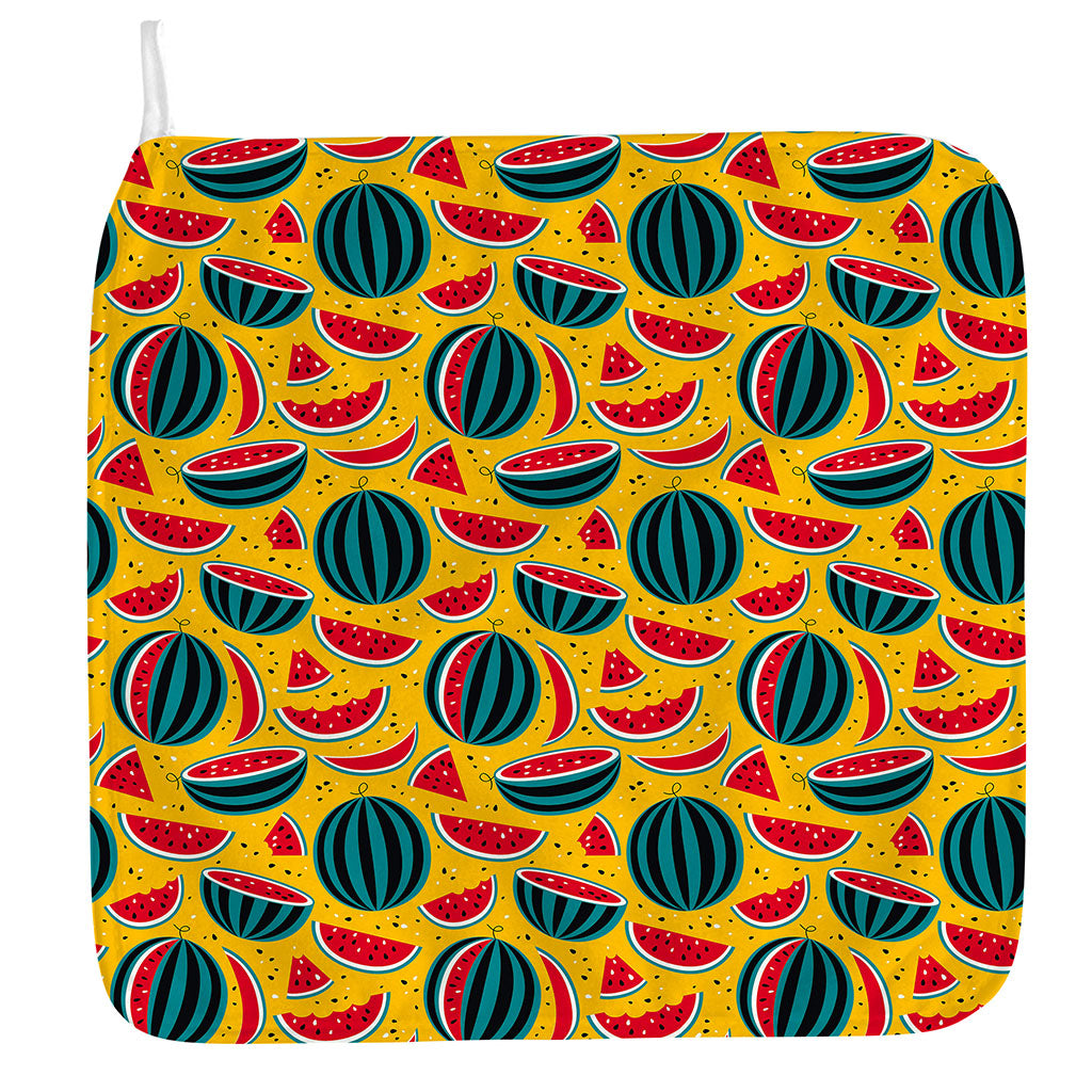 Yellow Watermelon Pieces Pattern Print Hand Towel