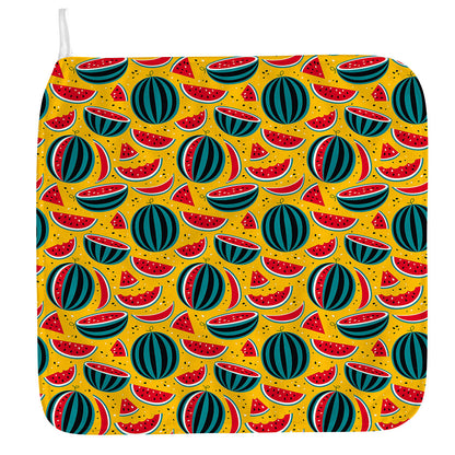 Yellow Watermelon Pieces Pattern Print Hand Towel