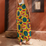 Yellow Watermelon Pieces Pattern Print Harem Pants