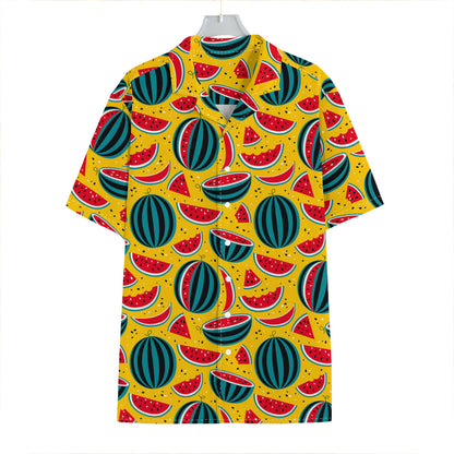 Yellow Watermelon Pieces Pattern Print Hawaiian Shirt