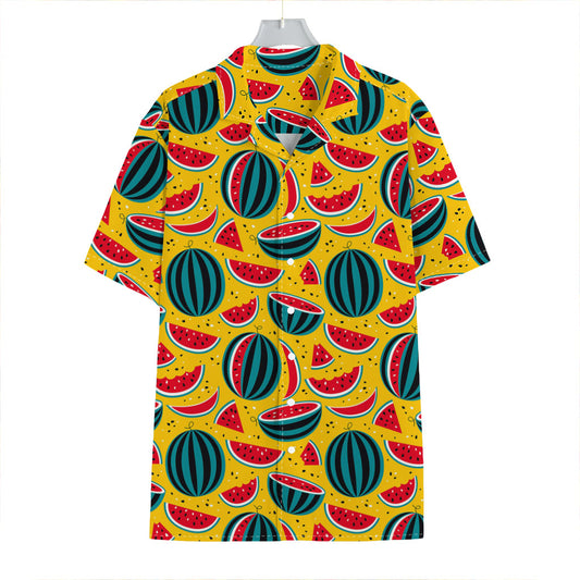 Yellow Watermelon Pieces Pattern Print Hawaiian Shirt