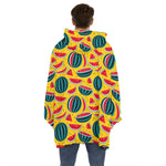 Yellow Watermelon Pieces Pattern Print Hoodie Blanket