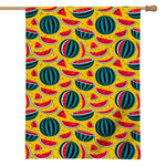 Yellow Watermelon Pieces Pattern Print House Flag