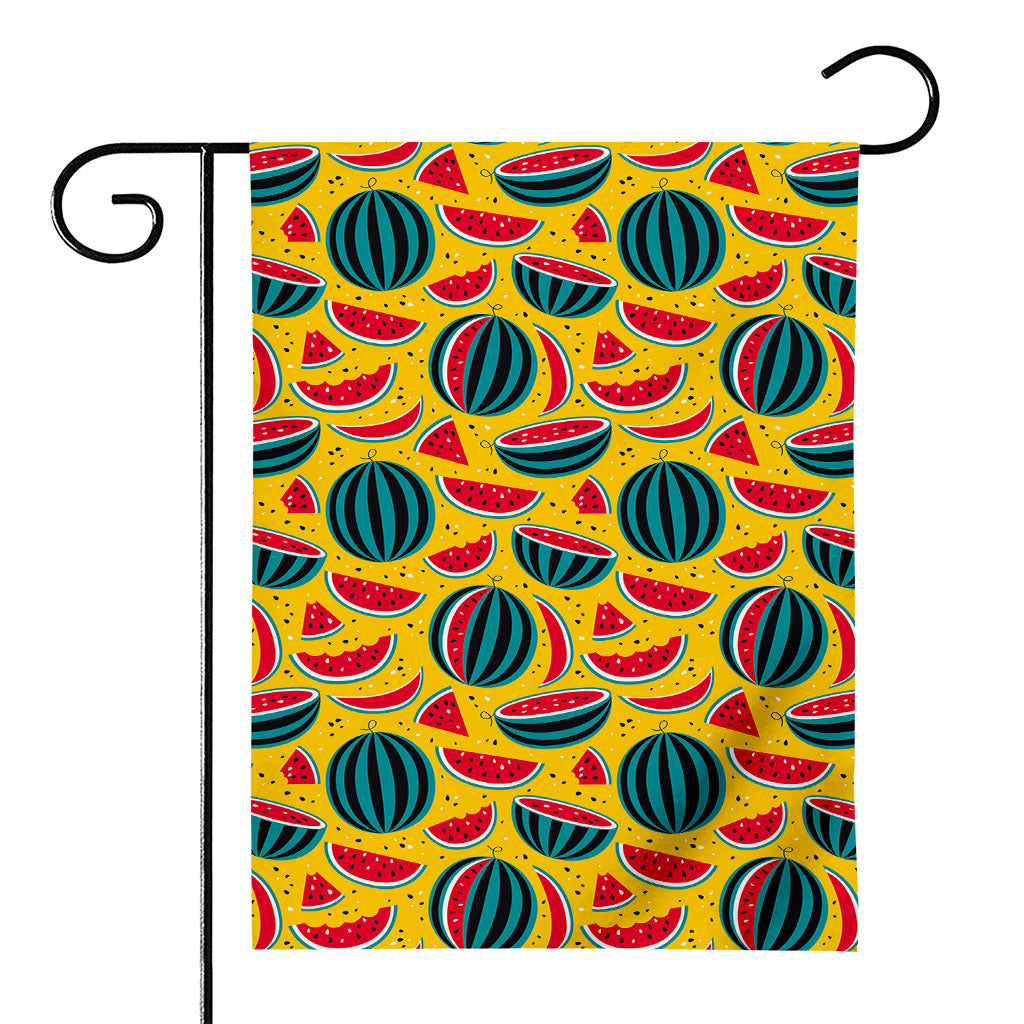 Yellow Watermelon Pieces Pattern Print House Flag