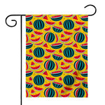 Yellow Watermelon Pieces Pattern Print House Flag