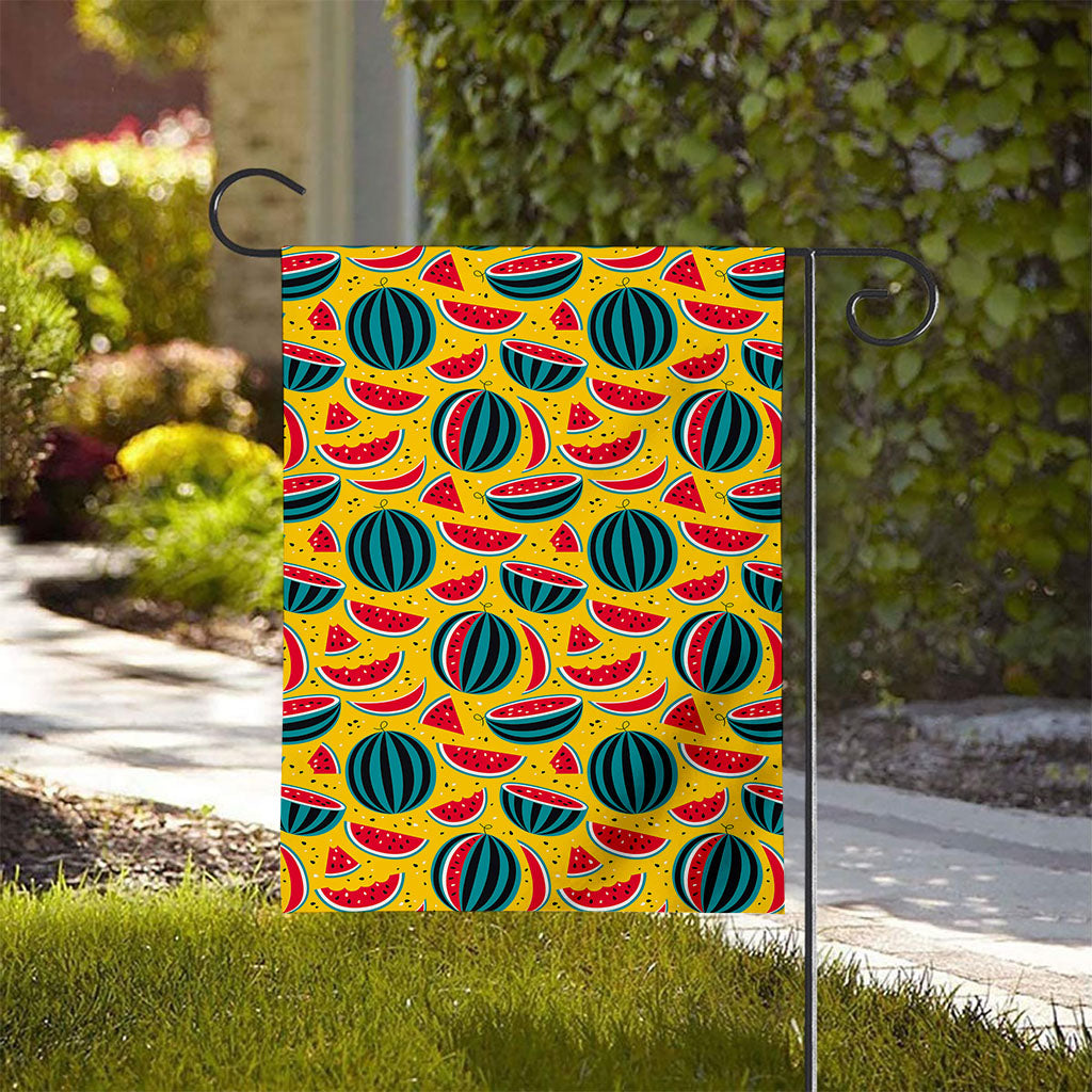 Yellow Watermelon Pieces Pattern Print House Flag