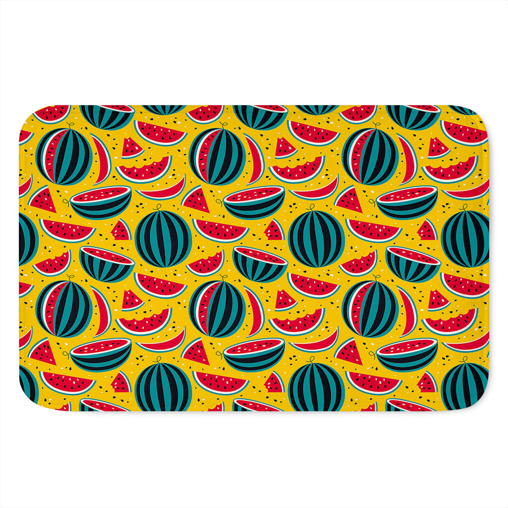 Yellow Watermelon Pieces Pattern Print Indoor Door Mat