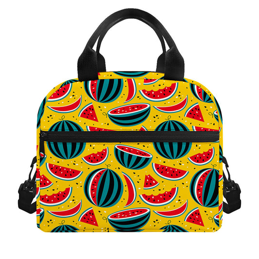 Yellow Watermelon Pieces Pattern Print Insulated Lunch Bag