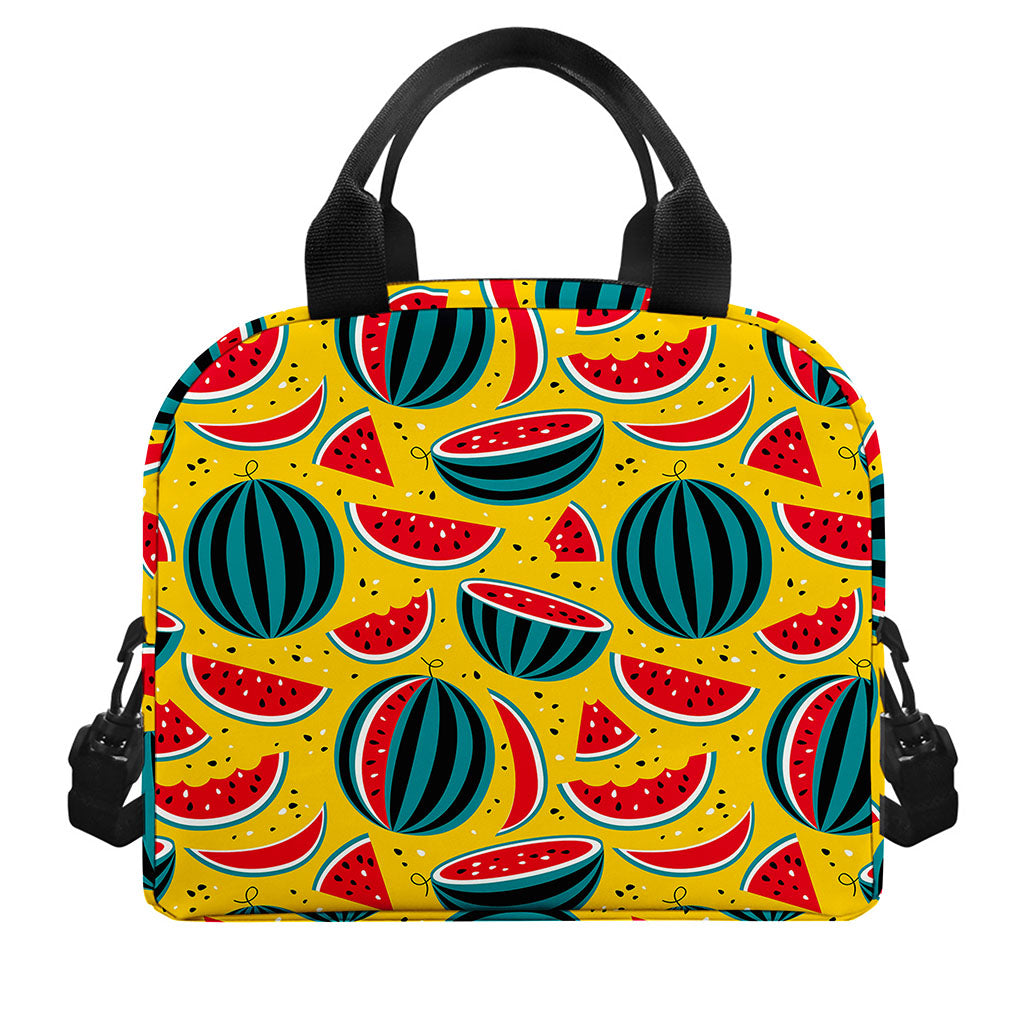 Yellow Watermelon Pieces Pattern Print Insulated Lunch Bag