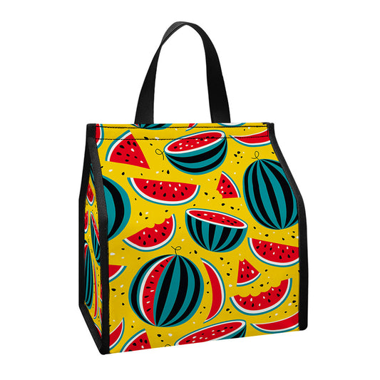 Yellow Watermelon Pieces Pattern Print Insulated Lunch Tote